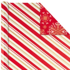 Hallmark Red And Gold 3-Pack Reversible Christmas Wrapping Paper, 120 Sq. Ft. -Hallmark Shop 3Pack Red and Gold Reversible Christmas Wrapping Paper 5JXW1029 05