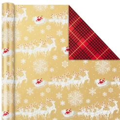 Hallmark Red And Gold 3-Pack Reversible Christmas Wrapping Paper, 120 Sq. Ft. -Hallmark Shop 3Pack Red and Gold Reversible Christmas Wrapping Paper 5JXW1029 06