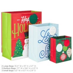 Hallmark Let It Snow 8-Pack Holiday Gift Bags, Assorted Sizes And Designs -Hallmark Shop 8 Pack Assorted Holiday Gift Bags XGB1403 03