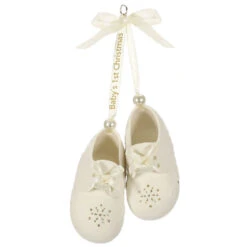 Baby's First Christmas Monogram Booties Porcelain Personalized Ornament -Hallmark Shop Babys First Christmas Monogram Booties Porcelain Personalized Ornament 2299QHE1924B2 05