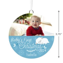 Hallmark Baby's First Christmas Personalized Text And Horizontal Photo Ceramic Ornament -Hallmark Shop Babys First Personalized Round Christmas Ornament 1999QHE1711B24 03