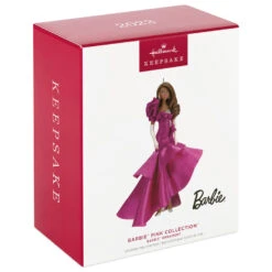 Hallmark Barbie™ Pink Collection™ 2023 Porcelain And Fabric Ornament -Hallmark Shop Barbie in Hot Pink Dress Keepsake Ornament 4999QXI7007 04