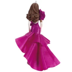 Hallmark Barbie™ Pink Collection™ 2023 Porcelain And Fabric Ornament -Hallmark Shop Barbie in Hot Pink Dress Keepsake Ornament 4999QXI7007 06