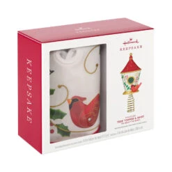 Hallmark Mini The Beauty Of Birds Christmas Tree Topper And Tree Skirt, Set Of 2 -Hallmark Shop Beauty of Birds Mini Keepsake Tree Skirt and Topper 2599QSB6239 05