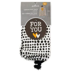 Hallmark 28" Black Dots With Heart Fabric Gift Bag With Tag 5 Hallmark 28" Black Dots With Heart Fabric Gift Bag With Tag -Hallmark Shop Black Dots With Heart Fabric Gift Bag With Tag 1499EGB7347 04