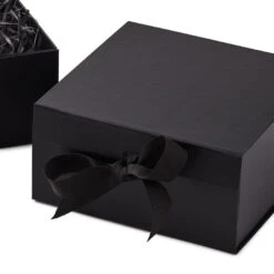 Hallmark 8" Square Black Gift Boxes With Paper Shred, 2-Pack -Hallmark Shop Black Large Gift Boxes With Paper Shred 5EBC1856 05