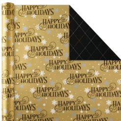 Hallmark Black And Gold 4-Pack Reversible Holiday Wrapping Paper Assortment, 150 Sq. Ft. -Hallmark Shop Black and Gold Reversible Wrapping Paper Assortment 5JXW1737 03