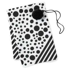 Hallmark 26" Black-and-White Fabric Gift Wrap With Elastic Band -Hallmark Shop BlackandWhite Square Flat Wrapping Cloth 1299EJR6377 03