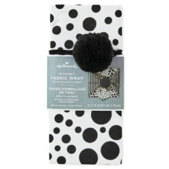 Hallmark 26" Black-and-White Fabric Gift Wrap With Elastic Band -Hallmark Shop BlackandWhite Square Flat Wrapping Cloth 1299EJR6377 06