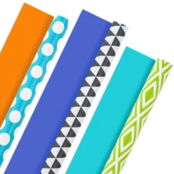 Hallmark Bold Patterns And Solids 3-Pack Reversible Wrapping Paper