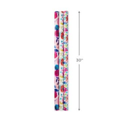 Hallmark Bright Florals 3-Pack Reversible Wrapping Paper, 120 Sq. Ft. Total -Hallmark Shop Bright Flowers 3Pack Reversible Wrapping Paper 5EWR2433 03