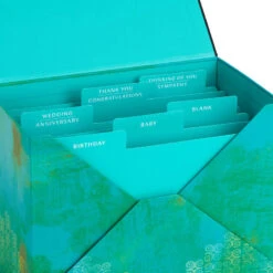 Hallmark Assorted Mahogany All-Occasion Greeting Cards In Green Watercolor Organizer, Box Of 24 -Hallmark Shop Bulk Pack Assorted Mahogany Cards in Storage Box 5EBN1044 05