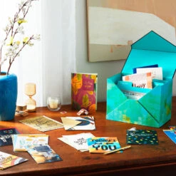 Hallmark Assorted Mahogany All-Occasion Greeting Cards In Green Watercolor Organizer, Box Of 24 -Hallmark Shop Bulk Pack Assorted Mahogany Cards in Storage Box 5EBN1044 06