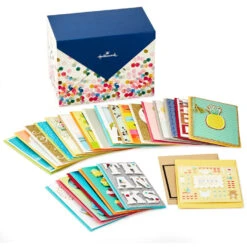Hallmark Assorted All-Occasion Cards In Polka Dot Organizer Box, Box Of 24