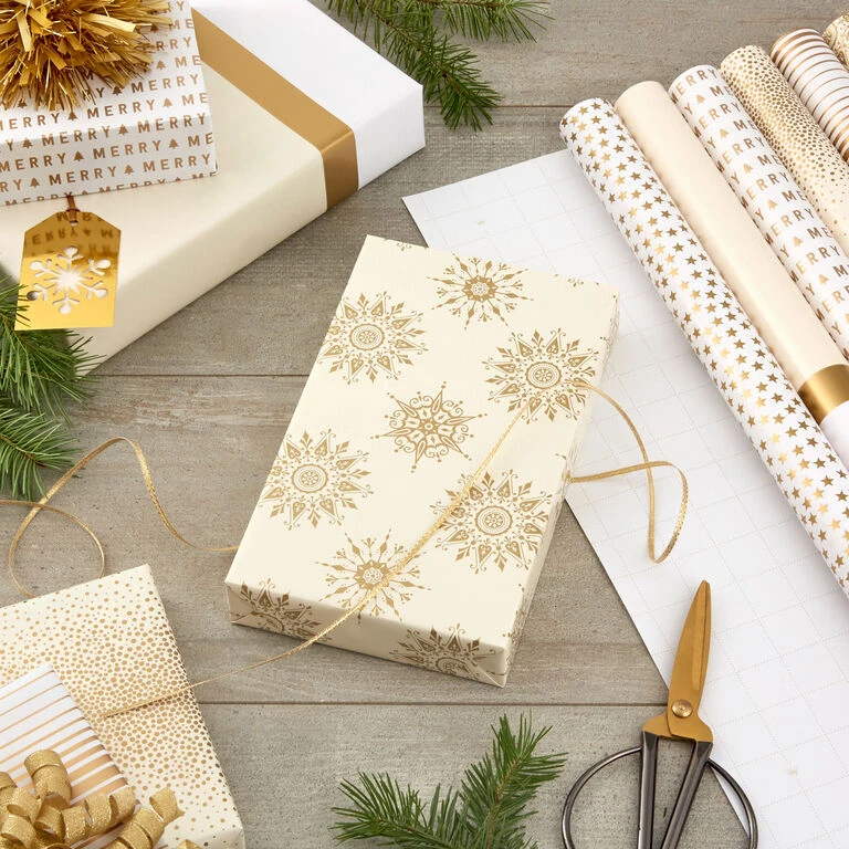 Hallmark Gold And White 6-Pack Holiday Wrapping Paper Assortment, 180 Sq. Ft. 2 Hallmark Gold And White 6-Pack Holiday Wrapping Paper Assortment, 180 Sq. Ft. - Image 2