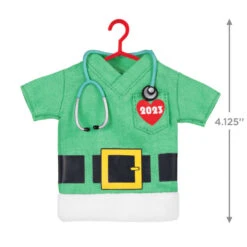 Hallmark The Gift Of Caring 2023 Fabric Ornament -Hallmark Shop Green Scrubs Shirt Keepsake Ornament 1399QGO2897 03
