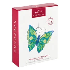 Hallmark Brilliant Butterflies Special Edition Ornament -Hallmark Shop Green and Blue Butterfly Keepsake Ornament 1999QGO2799 04
