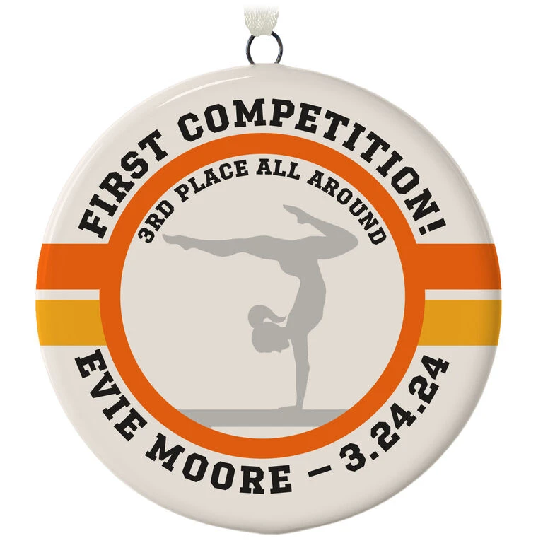 Gymnastics Ceramic Circle Personalized Ornament 1 Gymnastics Ceramic Circle Personalized Ornament