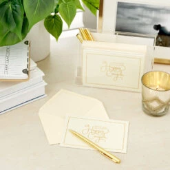 Hallmark Bulk Ivory And Gold Blank Wedding Thank-You Notes, Box Of 100 13 Hallmark Bulk Ivory And Gold Blank Wedding Thank-You Notes, Box Of 100 -Hallmark Shop Ivory and Gold Blank Wedding ThankYou Notes Bulk Pack 5STZ1065 07