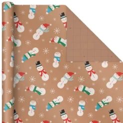 Hallmark Kraft Assorted 4-Pack Christmas Wrapping Paper, 88 Sq. Ft. -Hallmark Shop Kraft Christmas Wrapping Paper for Kids JXW1085 04