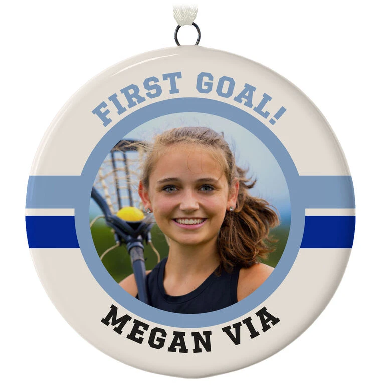 Lacrosse Ceramic Circle Personalized Photo Ornament 1 Lacrosse Ceramic Circle Personalized Photo Ornament