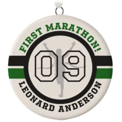 Marathon Ceramic Circle Personalized Ornament