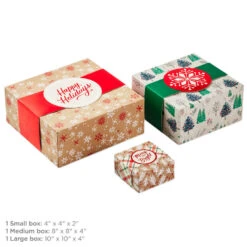 Hallmark Merry And Bright 3-Pack Christmas Gift Boxes, Assorted Sizes And Designs -Hallmark Shop Merry and Bright Assorted Christmas Gift Boxes 5XBC1129 03