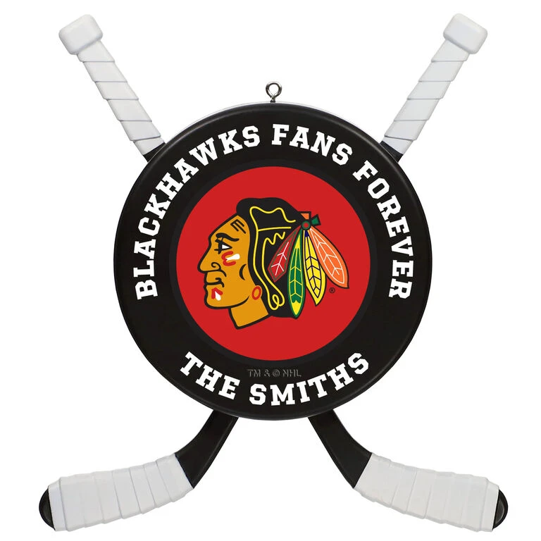 NHL Hockey Personalized Ornament, Chicago Blackhawks® 1 NHL Hockey Personalized Ornament, Chicago Blackhawks®