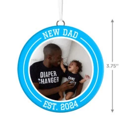 Hallmark New Dad Personalized Text And Photo Ceramic Ornament -Hallmark Shop New Dad Personalized Round Ceramic Ornament 1999QHE1711B28 03