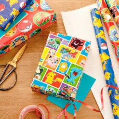 Hallmark Assorted Pokémon Wrapping Paper 3-Pack, 60 Sq. Ft. -Hallmark Shop Pokmon Wrapping Paper for Kids Birthdays 5EWR2645 03