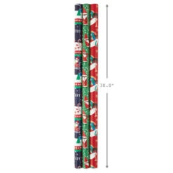 Hallmark Santa Fun 3-Pack Christmas Wrapping Paper Assortment, 120 Sq. Ft. 10 Hallmark Santa Fun 3-Pack Christmas Wrapping Paper Assortment, 120 Sq. Ft. -Hallmark Shop Santa Fun Hallmark Mahogany Christmas Wrapping Paper 5JXW1037 04