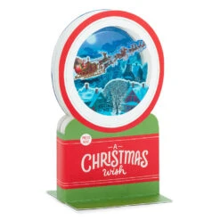 Hallmark Santa's Sleigh Snow Globe Musical 3D Pop-Up Christmas Card With Motion -Hallmark Shop Santa Sleigh Snowglobe 3D PopUp Music Motion Christmas Card 1299XOD9985 03
