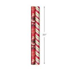 Hallmark Santa And Stripes 2-Pack Christmas Wrapping Paper Assortment, 160 Sq. Ft. -Hallmark Shop Santa and Stripes Assorted Christmas Wrapping Paper 5JXW1055 04