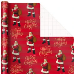 Hallmark Santa And Stripes 2-Pack Christmas Wrapping Paper Assortment, 160 Sq. Ft. -Hallmark Shop Santa and Stripes Assorted Christmas Wrapping Paper 5JXW1055 05