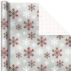 Hallmark Snow Merry 3-Pack Foil Christmas Wrapping Paper Assortment, 60 Sq. Ft. -Hallmark Shop Snowmen and Plaid Foil Christmas Wrapping Paper 5JXW1061 05