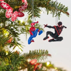 Hallmark Mini Marvel Spider-Man And Miles Morales Ornaments, Set Of 2 -Hallmark Shop Spiderman Miles Morales Keepsake Ornaments 1999QXM9337 03