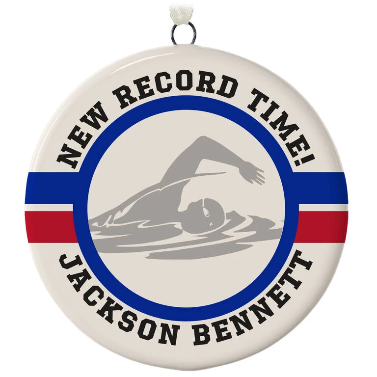 Swimming Ceramic Circle Personalized Ornament 1 Swimming Ceramic Circle Personalized Ornament