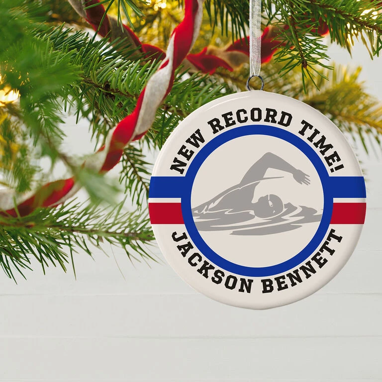 Swimming Ceramic Circle Personalized Ornament 2 Swimming Ceramic Circle Personalized Ornament - Image 2