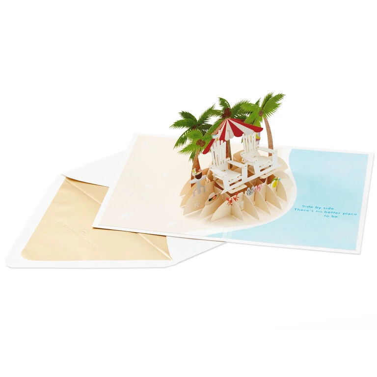 Hallmark Tropical Beach Scene 3D Pop-Up Anniversary Card 2 Hallmark Tropical Beach Scene 3D Pop-Up Anniversary Card - Image 2