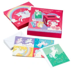 Hallmark Colorful Unicorn Classroom Valentines Set With Light-Up, Musical Mailbox -Hallmark Shop Unicorn Kids Classroom Exchange Valentines and Box 5VBX2959 05
