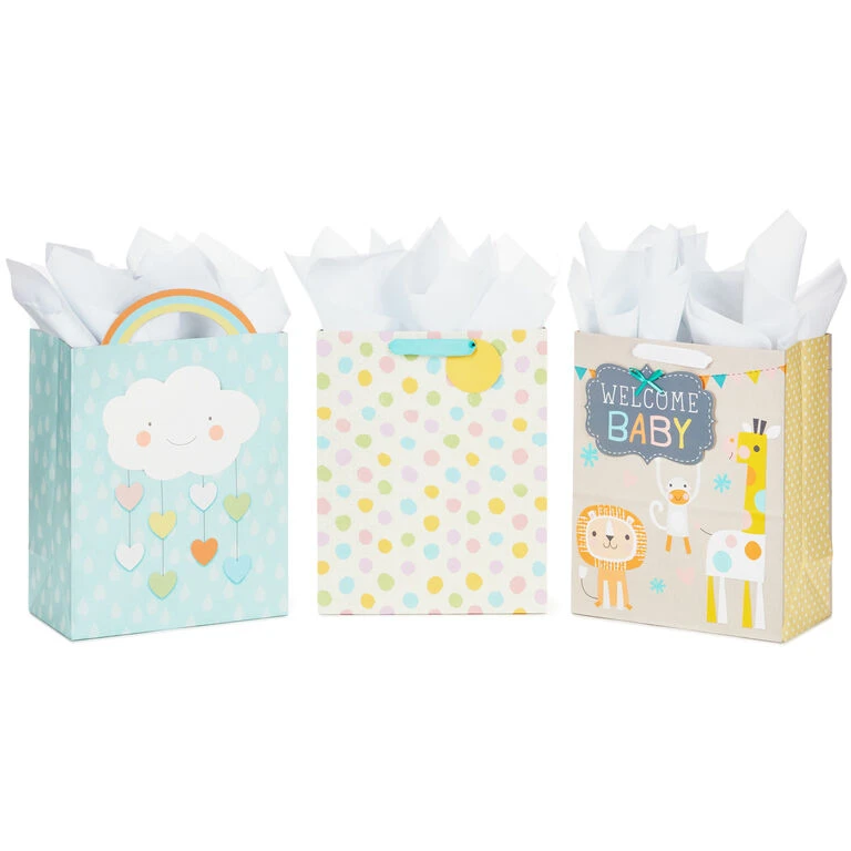 Hallmark 13" Welcome Baby 3-Pack Assorted Gift Bags With Tissue 1 Hallmark 13" Welcome Baby 3-Pack Assorted Gift Bags With Tissue